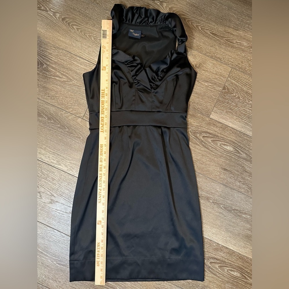 Just…Taylor Black Satin Dress  Pop Collar Ruffle - Picture 7 of 8